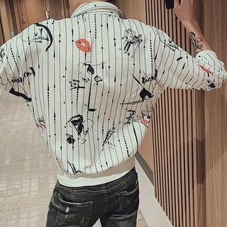 Lip Print Striped Shirt