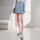Band-waist Fringe-trim Mini Skirt
