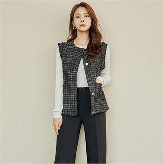 Button-trim Tweed Vest