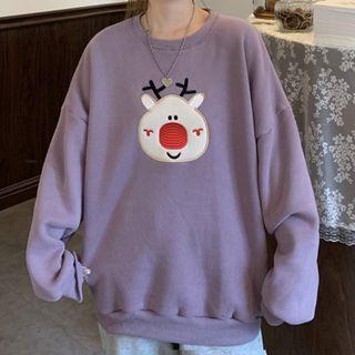 Reindeer Embroidered Sweatshirt