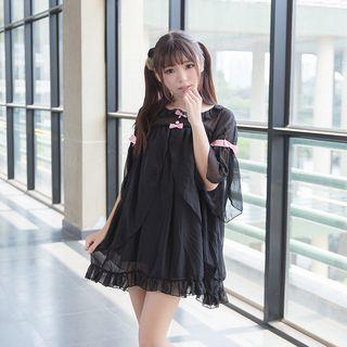Frill Sleeve Bow Chiffon Dress