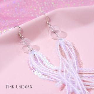 Sequined Tassel Glass Ball Earring