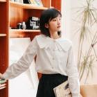 Layered Collared Blouse White - One Size
