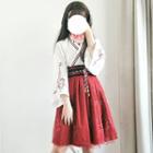 Hanfu Set: Long-sleeve Top + A-line Skirt