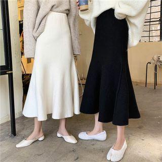 High Waist Knit Midi Mermaid Skirt