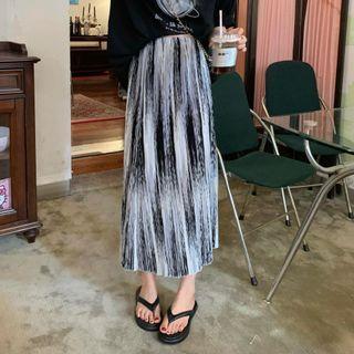Midi A-line Skirt Tie-dye - Black & White - One Size