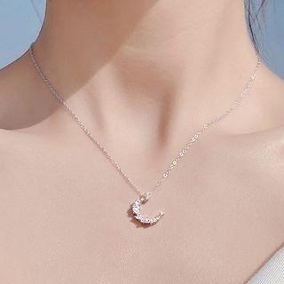 Moon Necklace 925 Sterling Silver - Moon - One Size