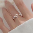 Bow Rhinestone Alloy Open Ring Ring - Bow - Silver - One Size