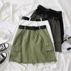 Denim Cargo Mini Skirt