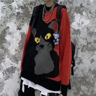 Cat-print Sweater