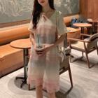 Crochet Trim Tulle Layered Dress As Shown In Figure - One Size