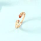 Heart Alloy Open Ring Rose Gold - One Size