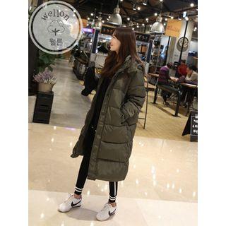 Detachable-hood Stand-collar Puffer Coat