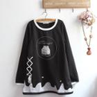 Lace Up Print Long-sleeve Dress