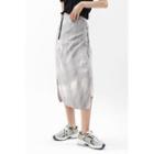Dyed Long Wrap Skirt Gray - One Size