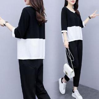 Set: Two-tone T-shirt + Harem Pants