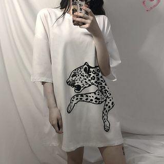 Leopard Elbow-sleeve T-shirt