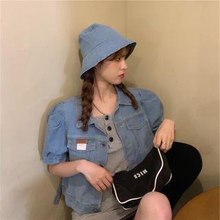 Puff-sleeve Denim Jacket / Bucket Hat / Tank Dress
