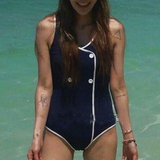 Tipped Double Breasted Swimsuit