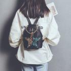 Embroidered Star Chained Nylon Backpack