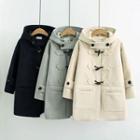 Toggle-button Hooded Trench Coat