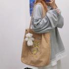 Duck Embroidered Fleece Tote Bag
