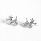 925 Sterling Silver Moon & Star Earring Silver - One Size