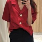 Elbow-sleeve Three Button Shirt