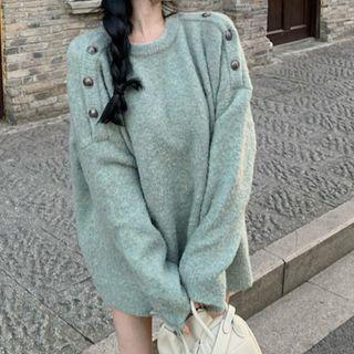 Button Sweater Green - One Size