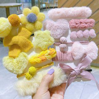 Ribbon Hair Clip / Fleece Hair Clip / Hair Tie / Set