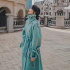 Stand-collar Double-breasted Wool Coat