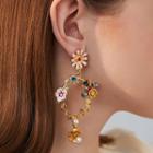 Alloy Flower Dangle Earring 1 Pair - As Shown In Figure - One Size