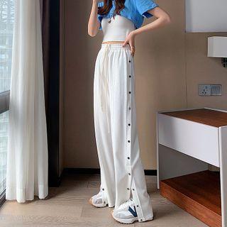 Drawstring Button-side Loose Fit Pants (various Designs)