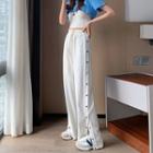 Drawstring Button-side Loose Fit Pants (various Designs)