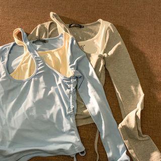 Mock Two-piece Drawstring T-shirt