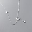 Moon & Star Pendant Sterling Silver Necklace Necklace - S925 Silver - Silver - One Size