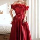Off Shoulder Ruffle A-line Gown