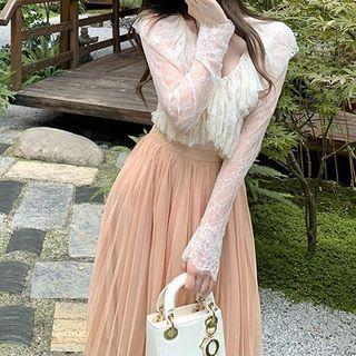 Frill Trim Pleated Dress (various Designs)
