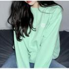 Long-sleeve Printed T-shirt Mint Green - One Size