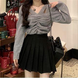 Cutout Shirred Sweater