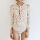 Lace 3/4-sleeve Swimsuit