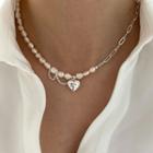 Faux Pearl Necklace D632 - 1 Pc - Silver - One Size