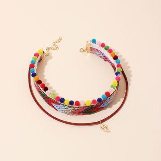 Embroidered Layered Choker As Shown In Figure - One Size