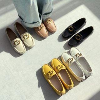 Buckle Cowhide Driving Loafers