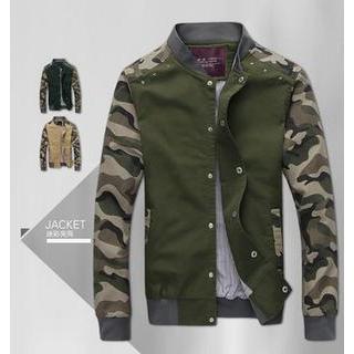 Color-block Camouflage Button Jacket