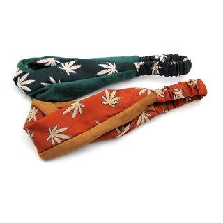 Leaf Print Criss Cross Suede Headband