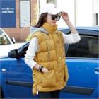 Contrast-hooded Padded Vest