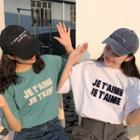 Plain Lettering Print Short-sleeve Top