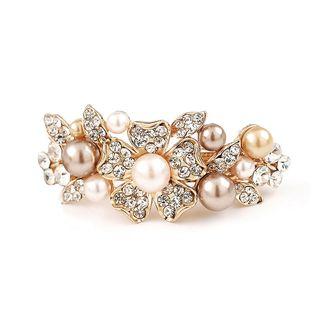 Fashion Hair Clip With White Austrian Element Crystals And Fashion Pearls