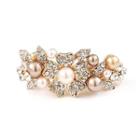 Fashion Hair Clip With White Austrian Element Crystals And Fashion Pearls